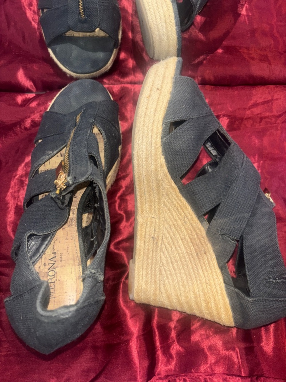 Merona Navy Canvas Espadrille Wedge Sandals